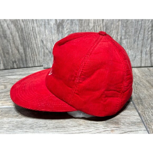 Vintage BRCF Embroidered Corduroy Snapback Trucker Hat Made in USA Red - Picture 4 of 9
